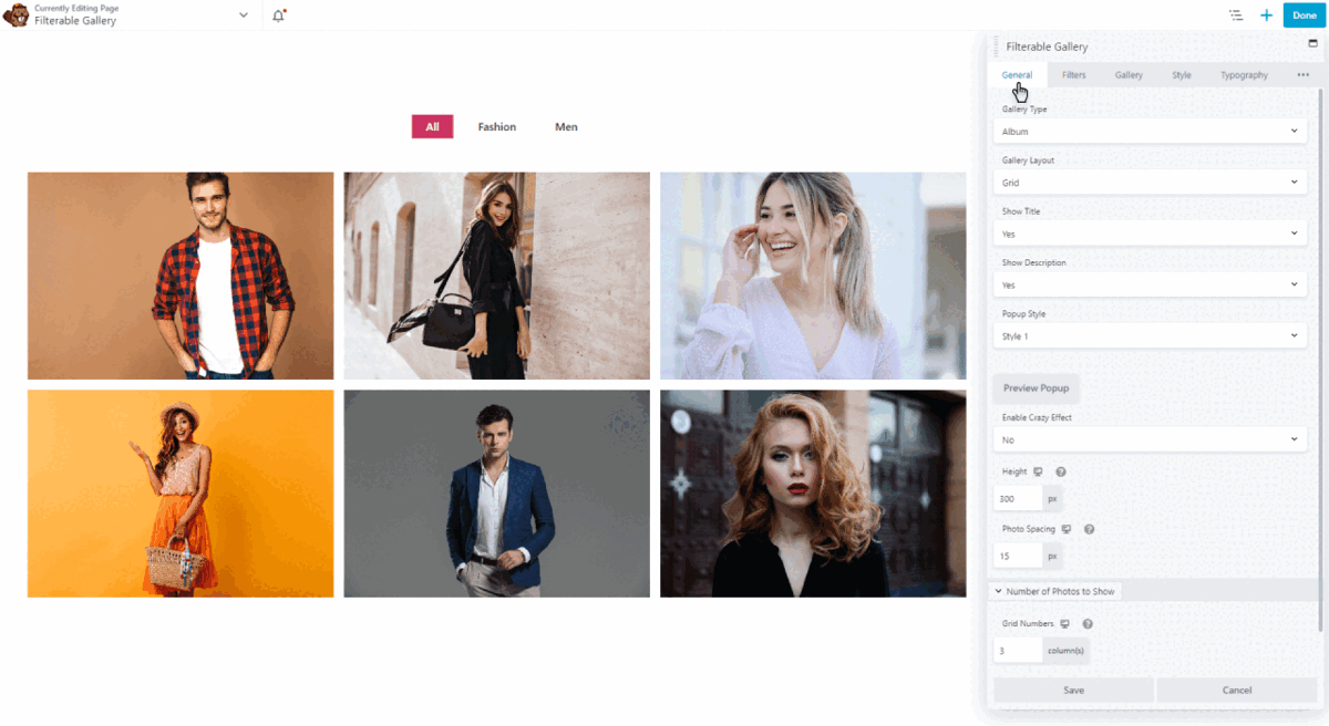 Customize filterable gallery for beaver builder