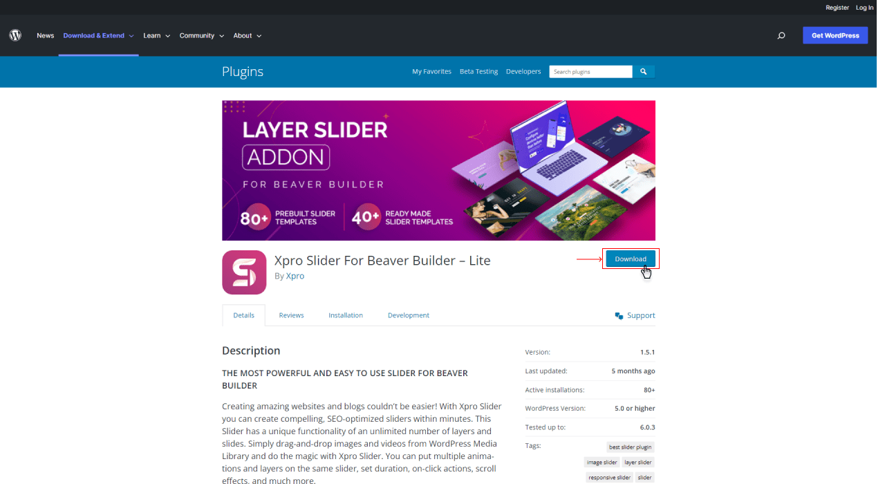 Download Xpro multilayer slider for beaver builder