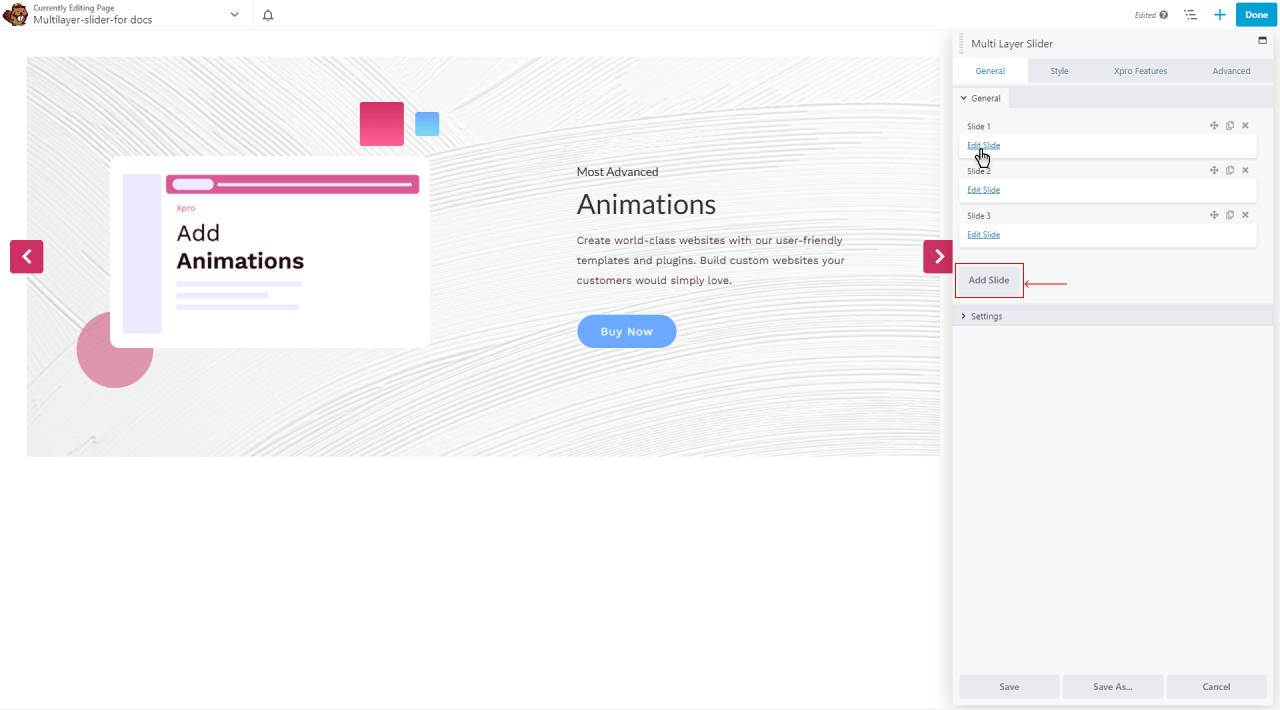 Edit slide layers - multilayer slider for beaver builder