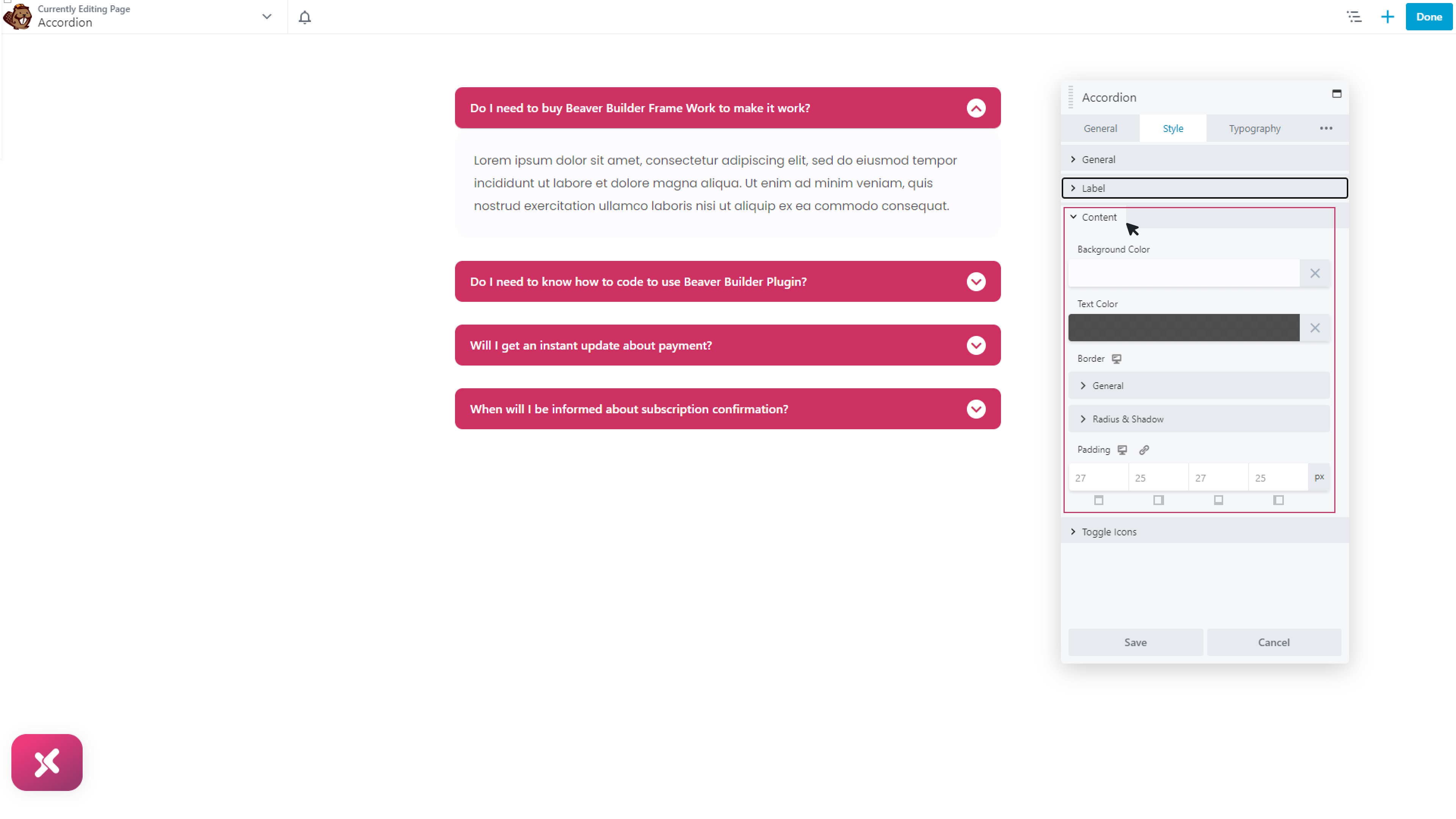 Content Setting - Accordion Module for Beaver Builder
