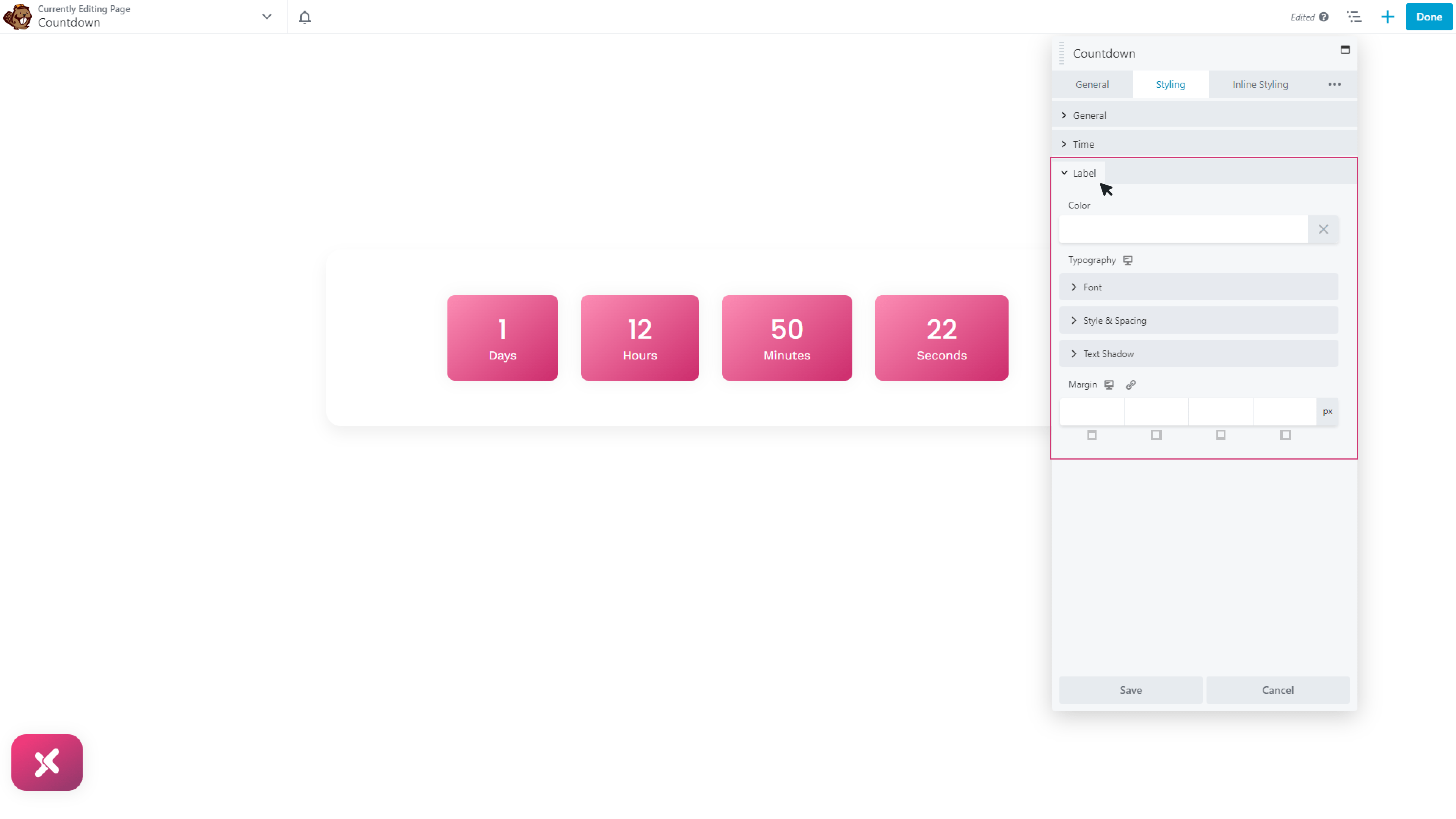 label style - Beaver Builder countdown timer 