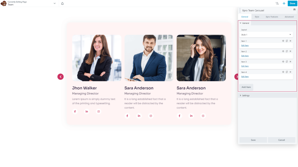 How to use Team Carousel Module for Beaver Builder?